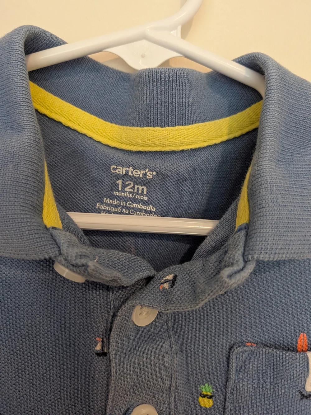 Carter's Blue Polo Romper with Surf Print